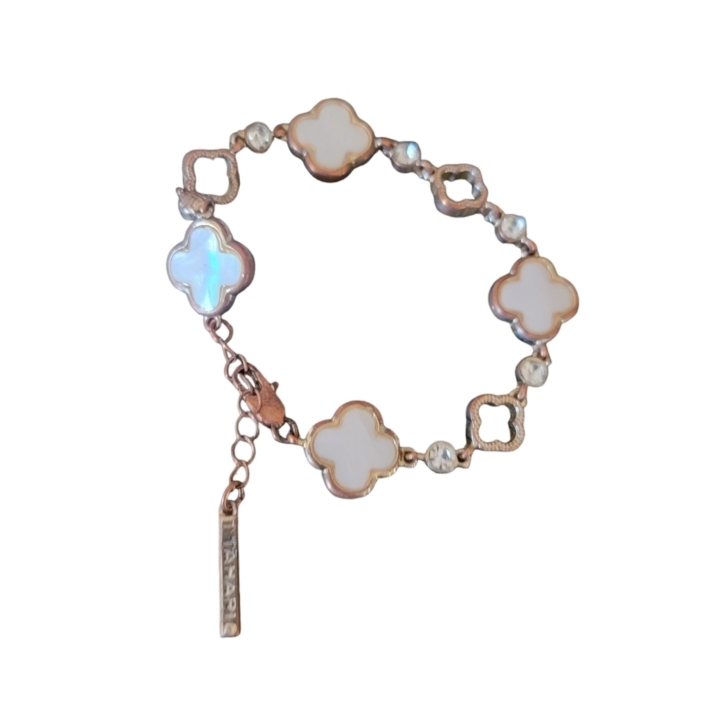 Tahari Mother of Pearl Clover Gold Bracelet - Picture 2 of 4